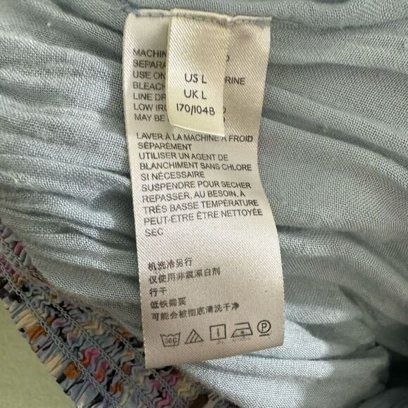 Free People Women's L Smocked Waist Ruffle Tier Maxi Skirt Multi Floral Prairie - Picture 8 of 9